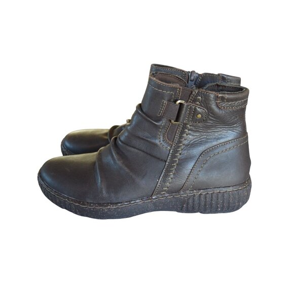 Clarks Women's Caroline Orchid Ruched Round Toe Booties Brown Leather Size 7.5 - Picture 6 of 11